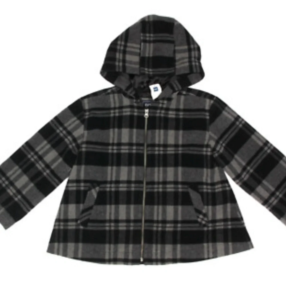 GAP Black and Gray Hooded Cape with A-line Silhouette